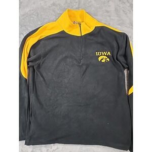 Iowa Hawkeyes Sweatshirt Mens Medium Black Gold 1/4 Zip Pullover Jacket Football